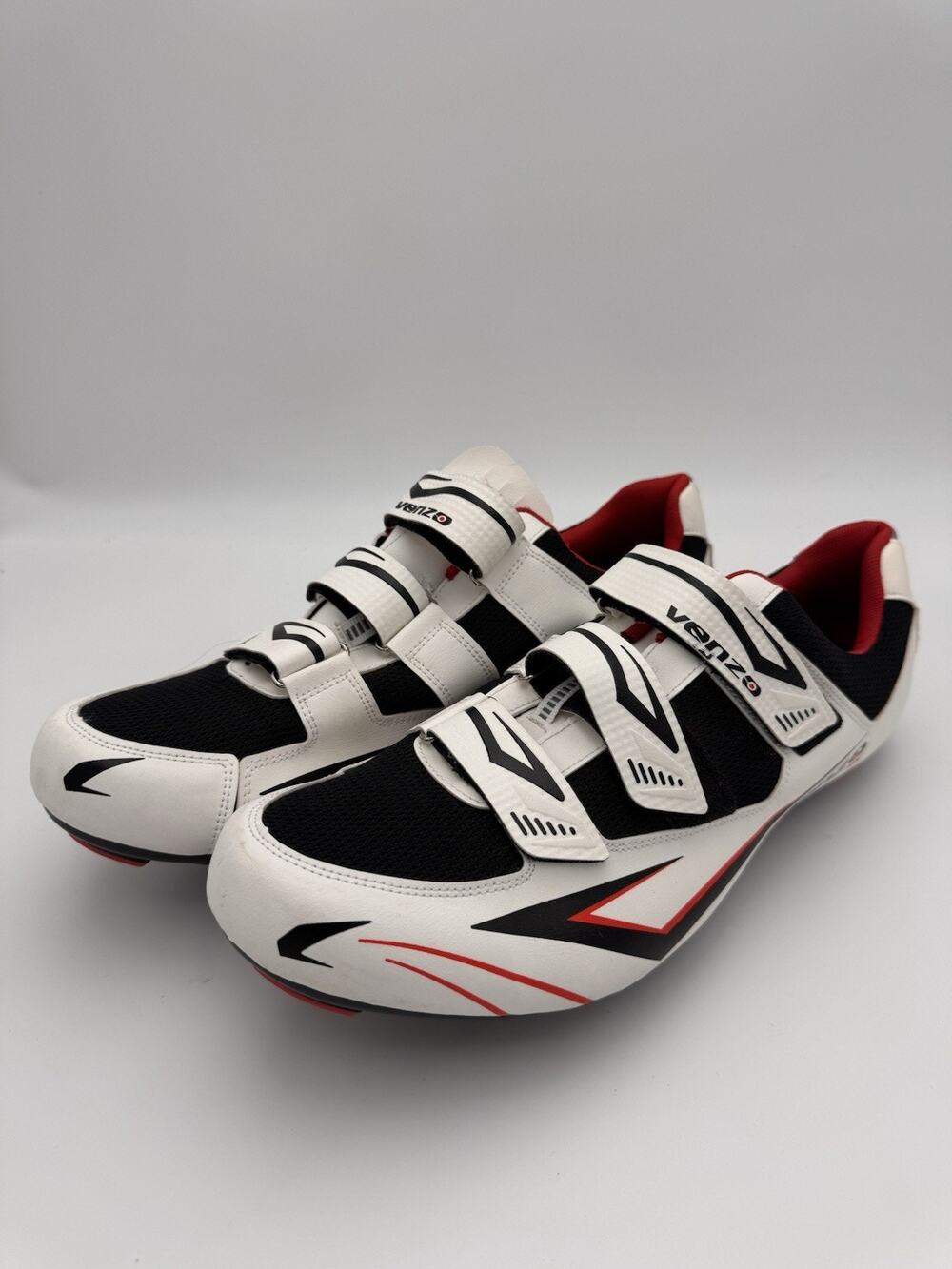 Venzo Men’s Cycling Shoes US 14.5 EU 50 White Black Red Road Bike